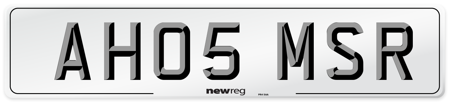 AH05 MSR Number Plate from New Reg